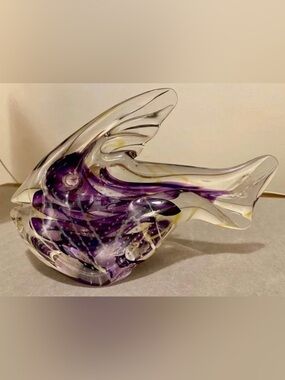 Rollin Karg Dichroic Fish Art Glass Sculpture 10" Hand Blown, Signed